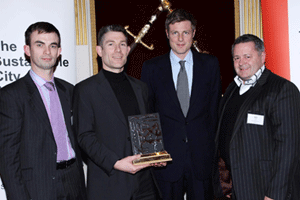 From left to right: Gerard Jacob (environment and sustainability lead for Vacherin), Phil Roker (owner of Vacherin), Zac Goldsmith (environmentalist and MP) and Mark Philpott (director of Vacherin)