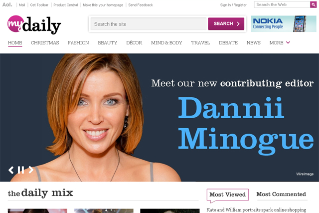 AOL UK: signs up Dannii Minogue as contributing editor to myDaily.com 