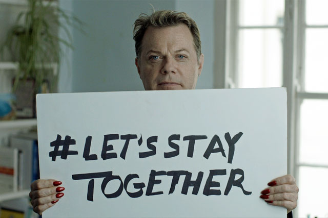 Eddie Izzard:  takes part in 'let's stay together' ad 