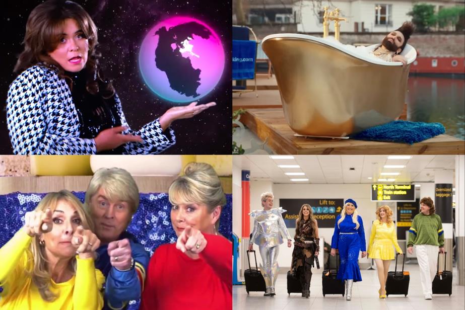 Collage of Eurovision campaigns Yeastie Boys, Booking.com, EasyJet and Tesco