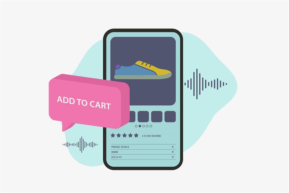An illustration of a mobile phone and an 'add to cart' speech bubble