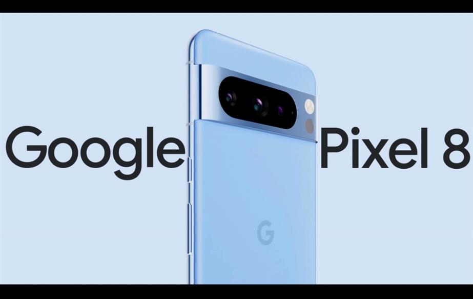 Blue Google Pixel 8 smartphone