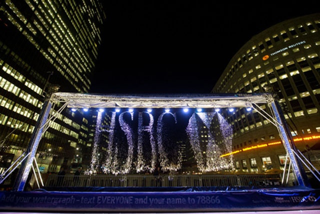 HSBC WaterAid display at London's Canary Wharf