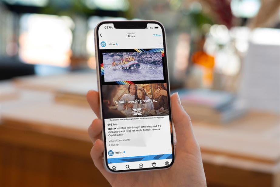 A smartphone with a Halifax social ad