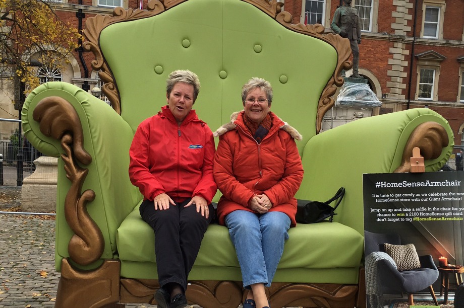 The giant armchair visited five UK locations 