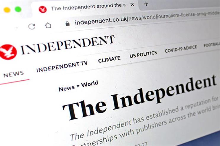 The Independent homepage