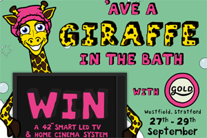 Initials is inviting shoppers to 'Ave A Giraffe' in the bath at Westfield Stratford