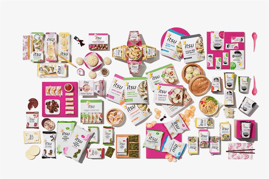 A collection of Itsu grocery products available in supermarkets