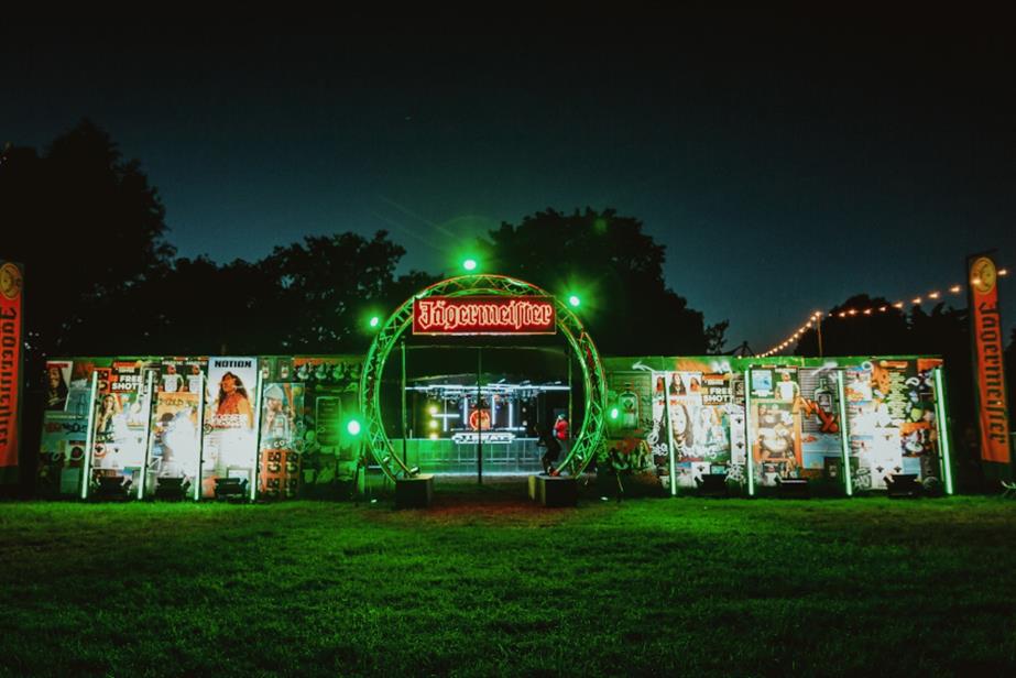 Jägermeister stage with green and red lighting