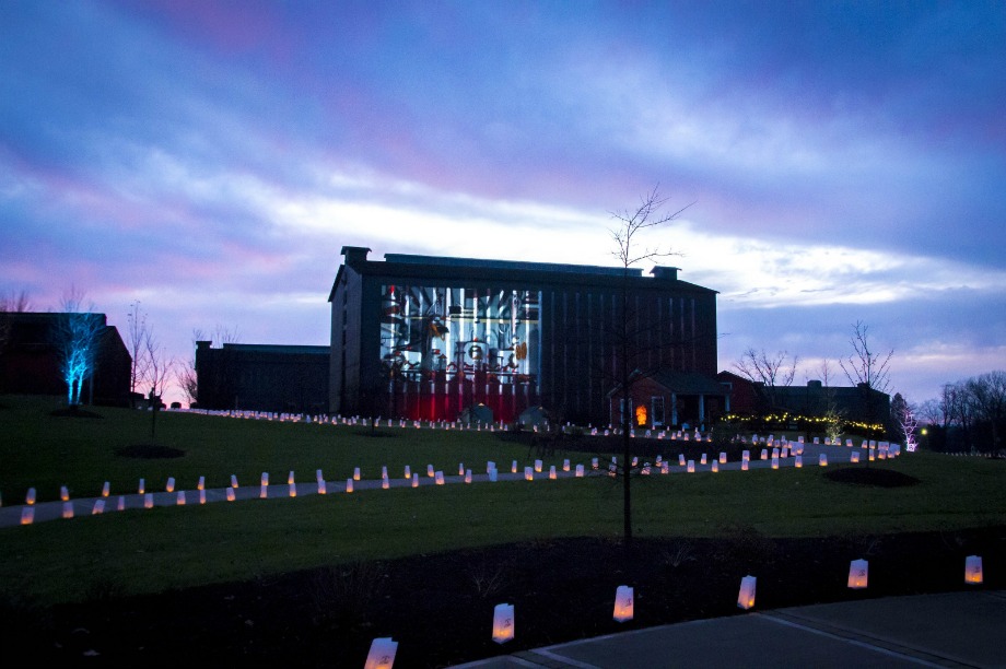 The light show is projected onto a rackhouse at Jim Beam's flagship distillery in Kentucky (PRNewswire)