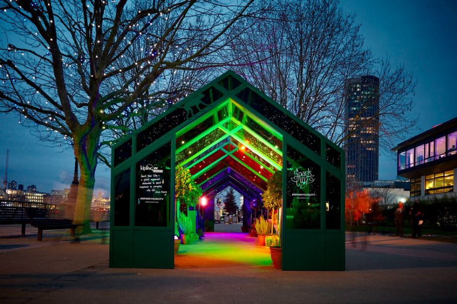The 12-metre long greenhouse will remain on the South Bank until tomorrow (5 December)