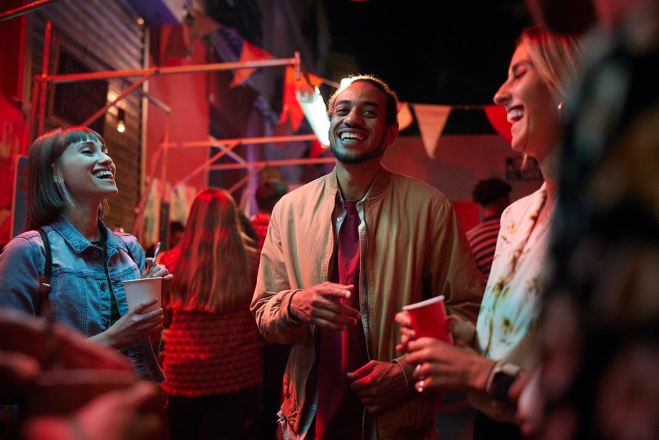 A group of people laughing together