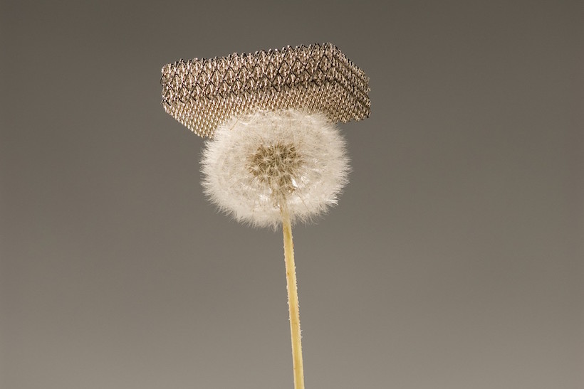 Microlattice: formed of hollow tubes of nickel