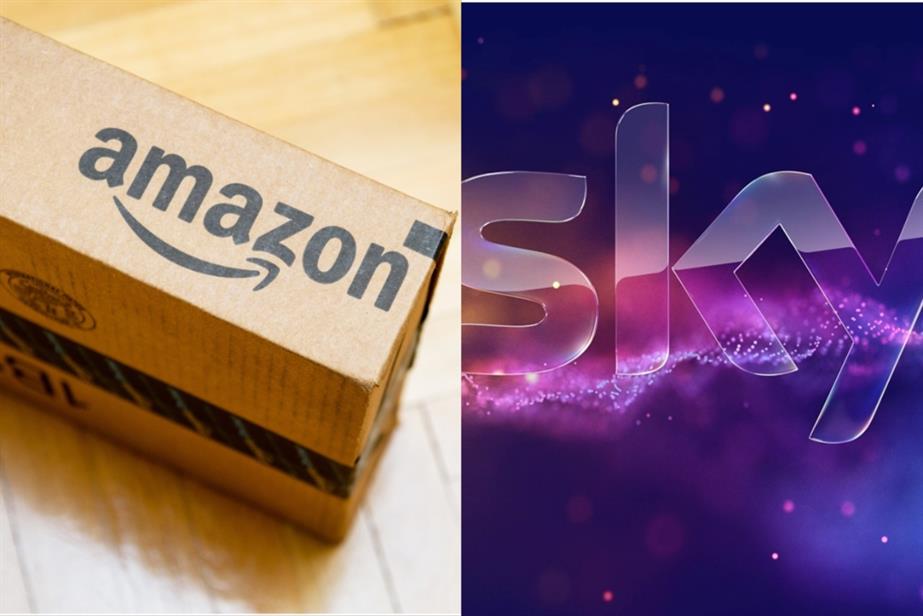 Amazon box (left) and Sky logo