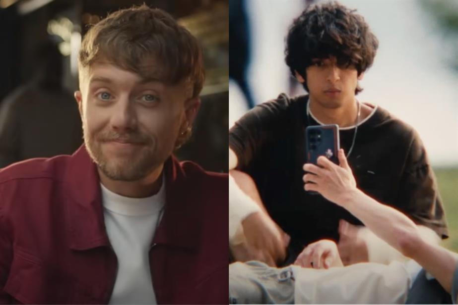 Roman Kemp (left) in Vodafone ad and boy in Three ad