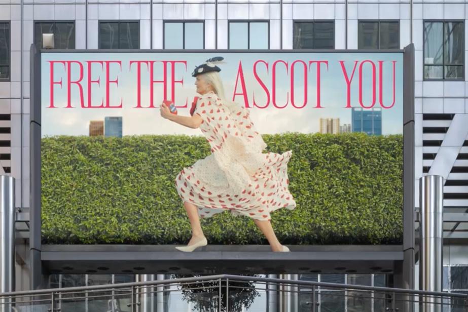 picture of ad featuring a woman running in white dress