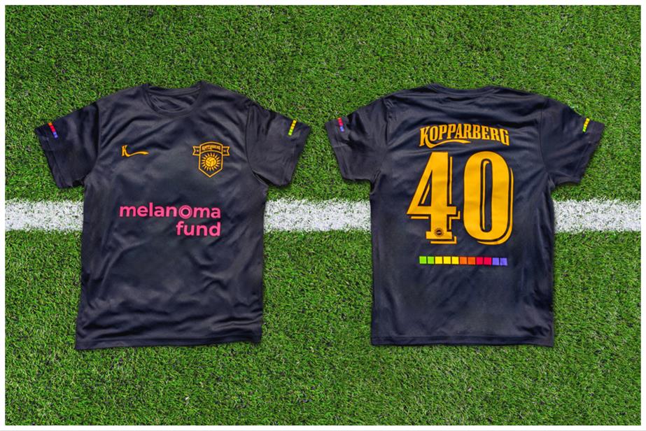 Kopparberg UV-blocking Euros shirts with Neverland and Melanoma Fund