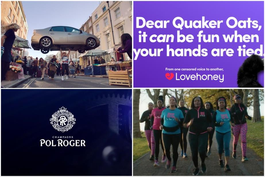 Clockwise from top left: NatWest, Lovehoney, Sport England and Pol Roger