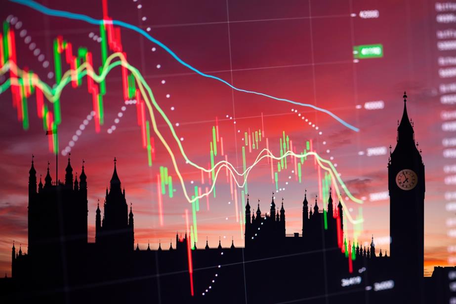 Houses of Parliament with graph lines overlaid