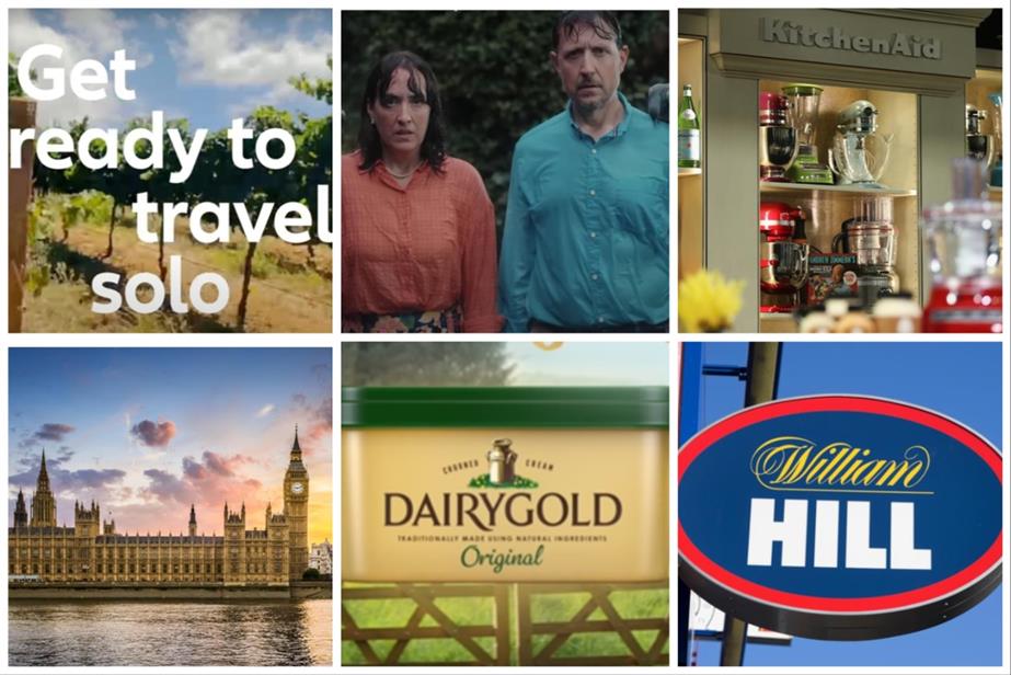 Clockwise from top left: Allianz, Purplebricks, KitchenAid, William Hill, Kerry Dairy and UK government