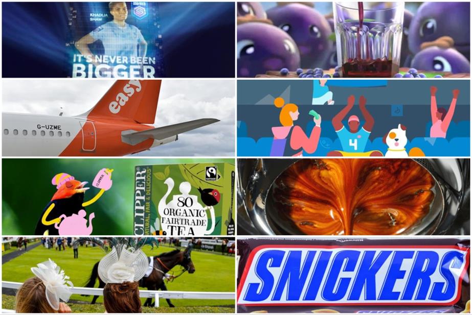 Clockwise from top left: Women's Super League, Ribena, Xero, Löfbergs, Mars, Great British Racing, Ecotone and easyJet