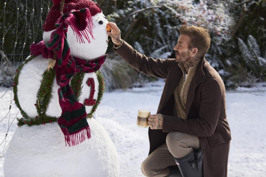 David Beckham and a snowman