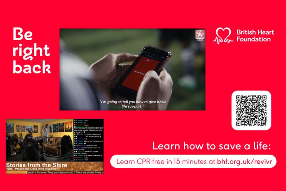 The new campaign will flatline live Twitch streams and feature in gamers' "Be right back" holding screens (Pictured) (Image: PHD/British Heart Foundation)