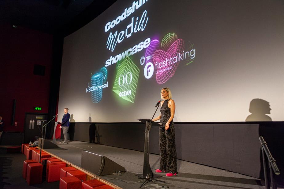 Goodstuff’s chief strategy officer Paul Gayfer (left) and chief client experience officer Genevieve Tompkins (right) open the 2024 Media Showcase. 