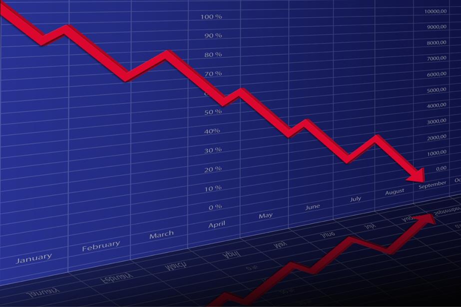 Downwards arrow on a chart