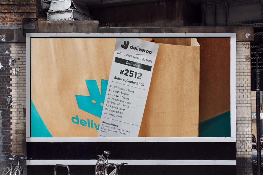 Deliveroo OOH with Smithy's order on the receipt 