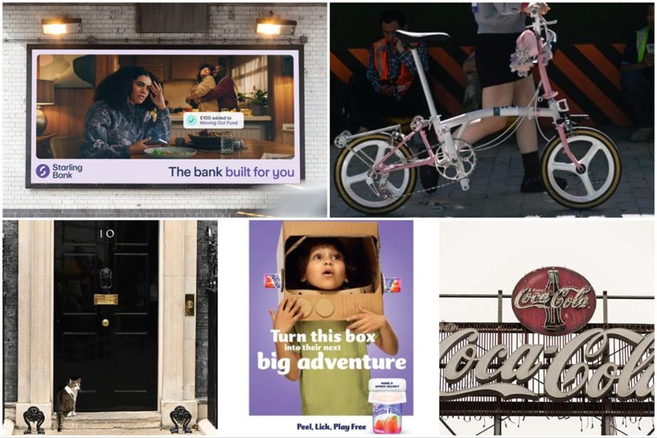 Clockwise from top left: Starling Bank, Brompton, Coca-Cola, Petit Filous and UK government
