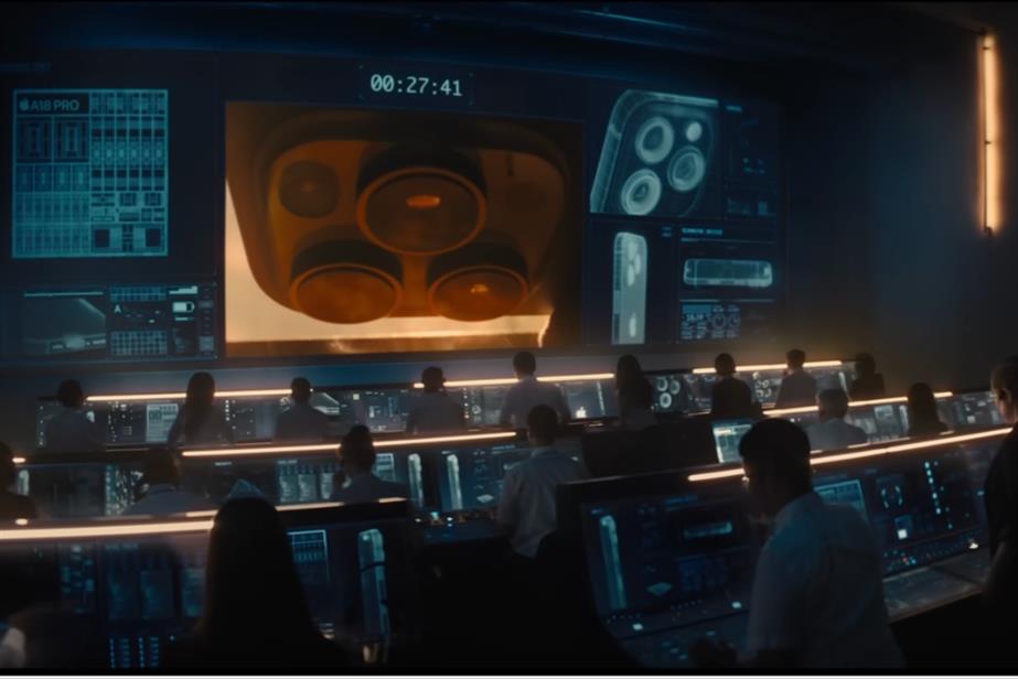 iPhone 16 Pro through a mission control screen