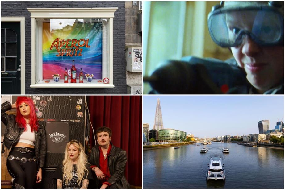 Clockwise from top left: Campari, Screwfix, Uber Boat by Thames Clippers and Jack Daniel's