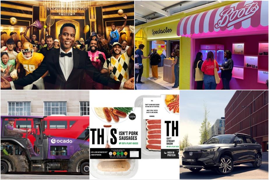 Clockwise from top left: BetMGM, Snap, Honda, This and Ocado
