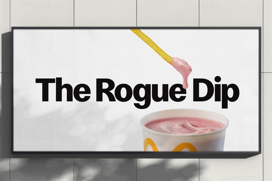 Chip dipped in McDonald's milkshake with copy saying The Rogue Dip
