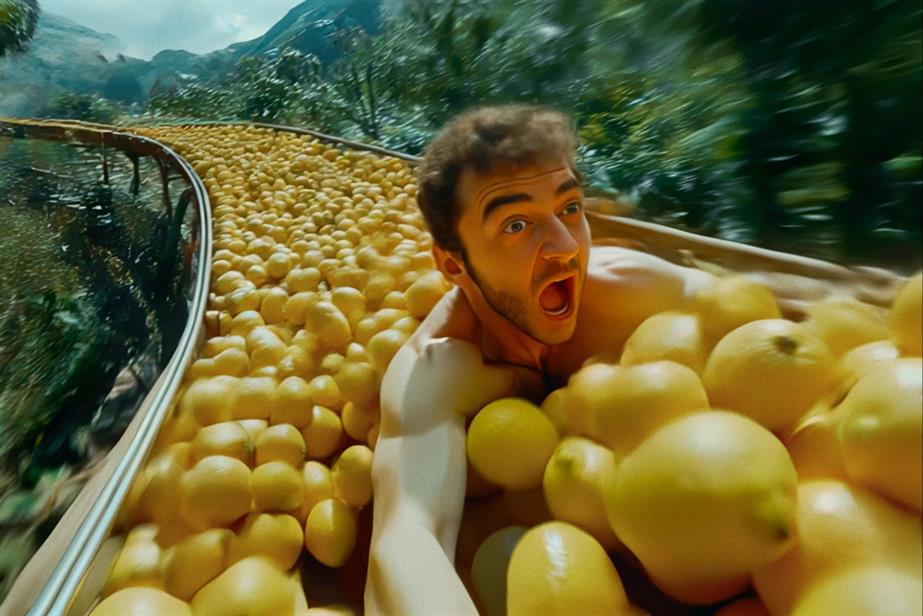 man on a lemon roller-coaster