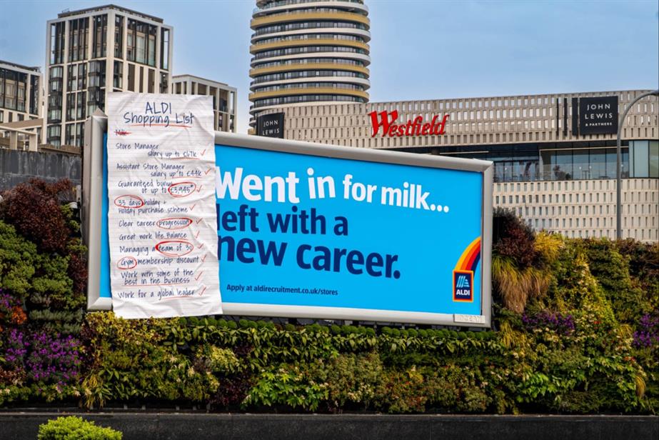 Aldi shopping list billboard