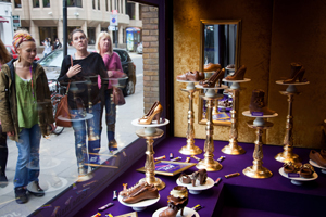 Shoes crafted out of chocolate appeared in Cadbury's Joy Boutique