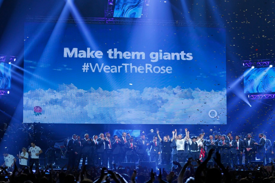 England Rugby players took to the stage with Take That 