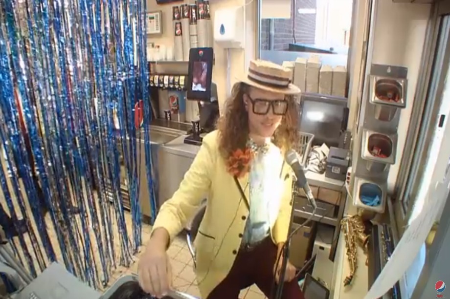 Super Tall Paul mixed people's KFC orders into song (image: video screen shot)