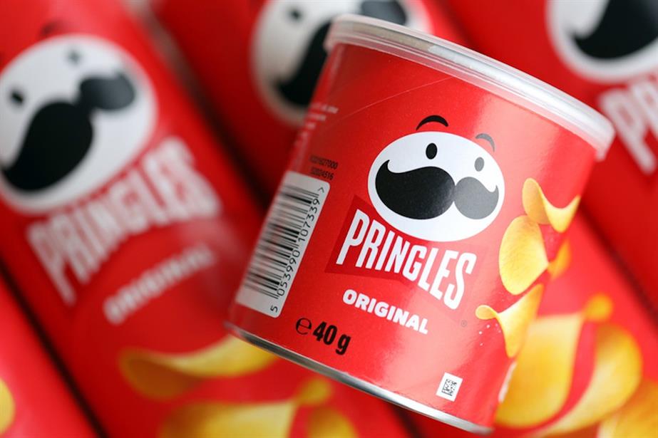 Stubby red Pringles carton