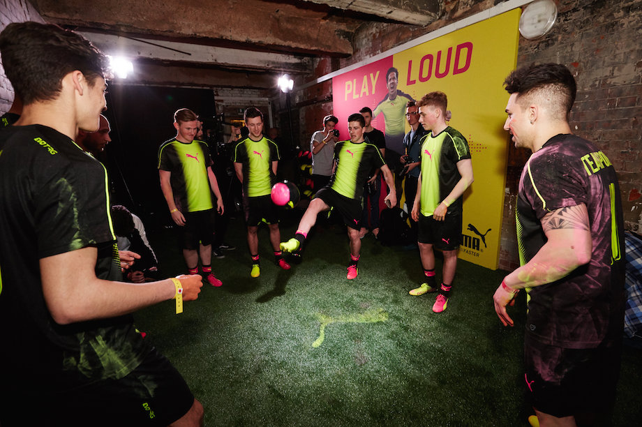 Inside the Tricks Arenas attendees could test out the new yellow and pink gear