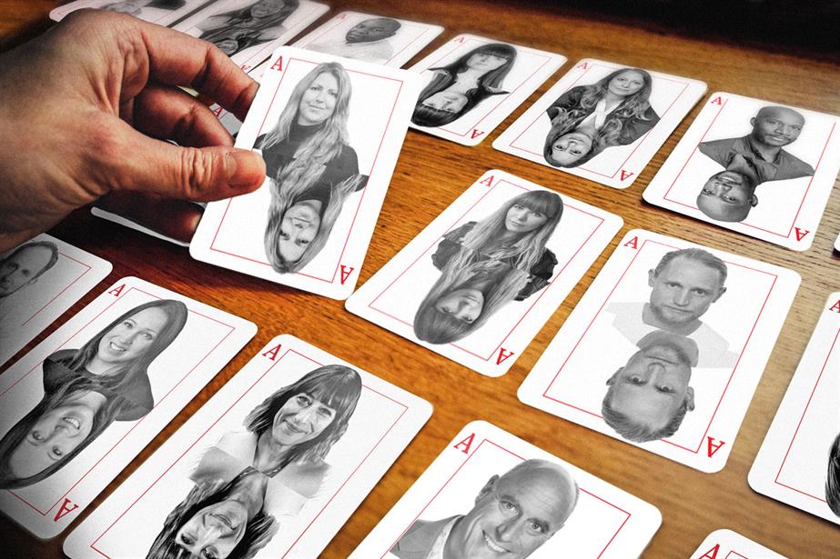 picture of playing cards with A List photos on them