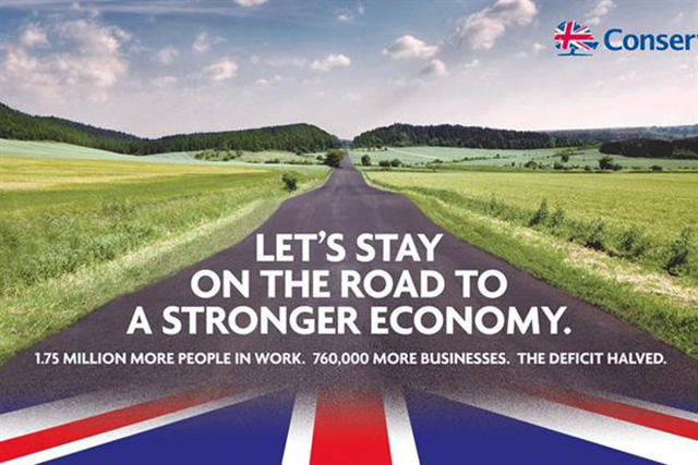 Conservative Party: poster was mocked for featuring a German road