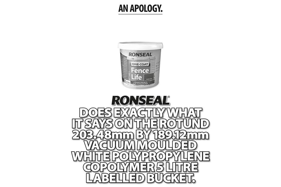 Ronseal: apologises for strapline