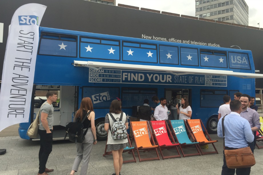 The bus offered VR experiences of the US and one-off travel deals