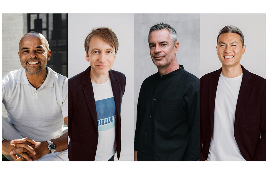 A colour photo of Jonathan Mildenhall, Neil Barrie, Anthony Freedman and Colin Chow