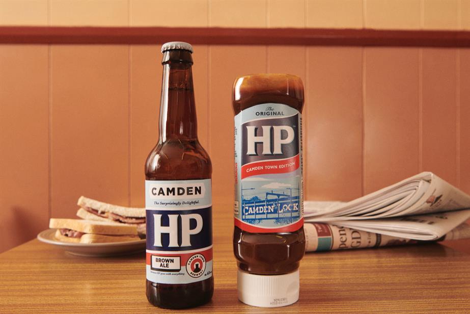 A bottle of HP Brown Ale alongside a bottle of HP Sauce
