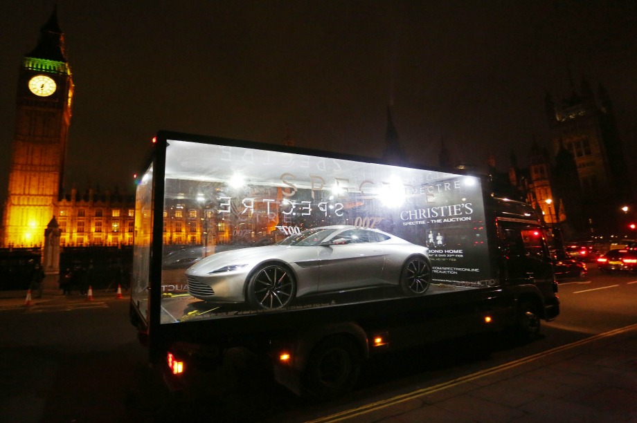 The glass displays contained the Aston Martin DB10 which featured in Spectre