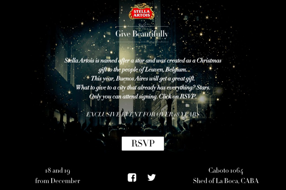 The installation will land in Buenos Aires on 18 December (stellaartois.com/es_ar/stars)